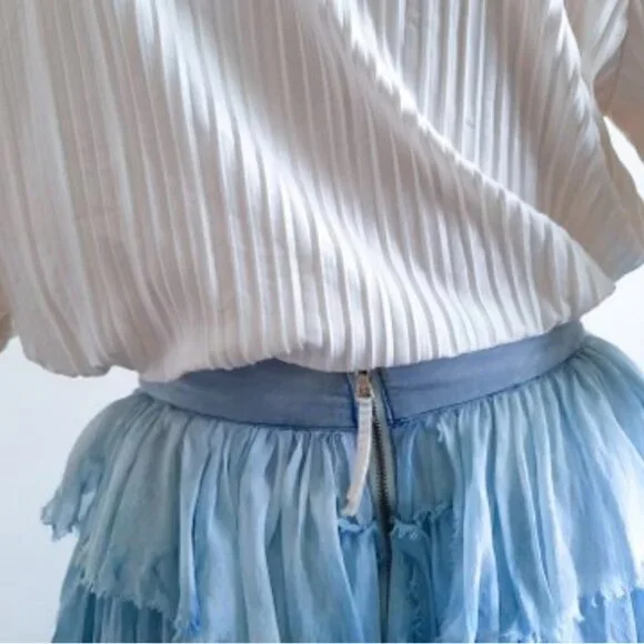 DOLCE & GABBANA Silk Skirt Blue Ruffle Mini Skirt Layered Lolita Skirt - Picture 2 of 8